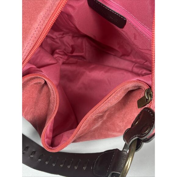 Maurizio Taiuti Suede Leather Hobo Bag Salmon Slouchy Shoulder Tote Purse Italy - Picture 5 of 10